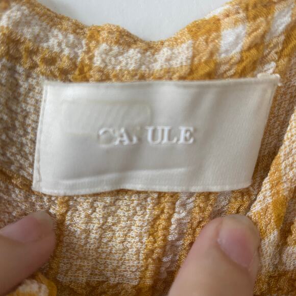 Capulet Flynn Romper Women's Size Medium Yellow & White Tie Front Plaid Romper - Picture 8 of 11